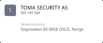 Image showcasing TOMA SECURITY AS • 993185949 • Oslo