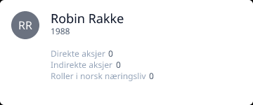 Robin Rakke • 1988 • Sandvika • 0 roles • 1 shareholding